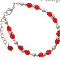 BC2230 tlf - Red - Fire Polished Czech Glass Beaded Bracelet (8.5