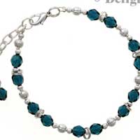 BC2235 tlf - Navy - Fire Polished Czech Glass Beaded Bracelet (8.5
